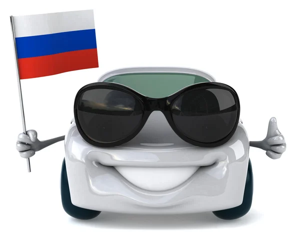 Car with Russian flag — Stock Photo, Image