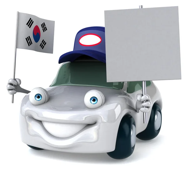 Car with South Korea Flag — Stock Photo, Image