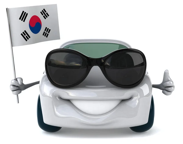 Car with South Korea Flag — Stock Photo, Image