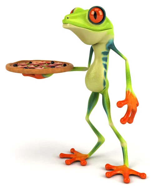 有趣的比萨饼的青蛙 — 图库照片
