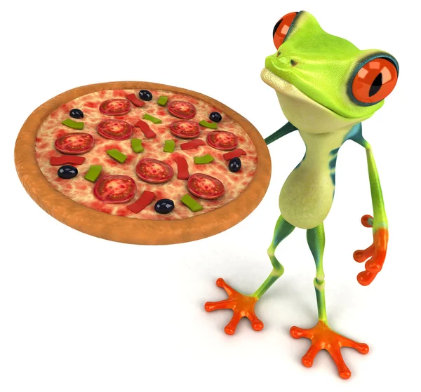 有趣的比萨饼的青蛙 — 图库照片
