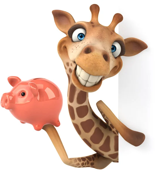 Girafa com banco porquinho — Fotografia de Stock