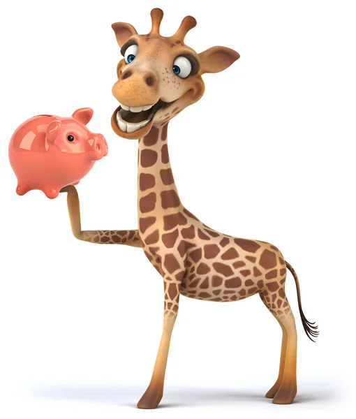 Giraffe with piggy bank — Stock Photo, Image