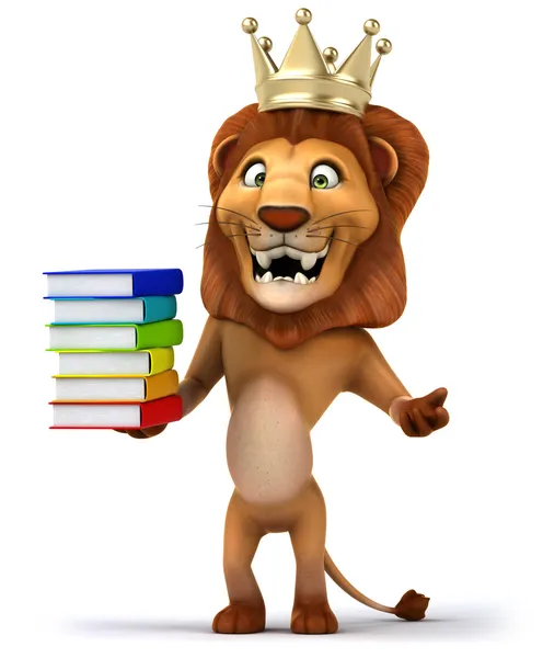 Lion med böcker — Stockfoto