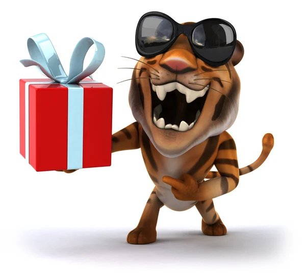 Tiger mit Geschenk — Stockfoto