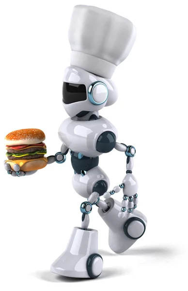 Fun chef robot with burger — Stock Photo, Image