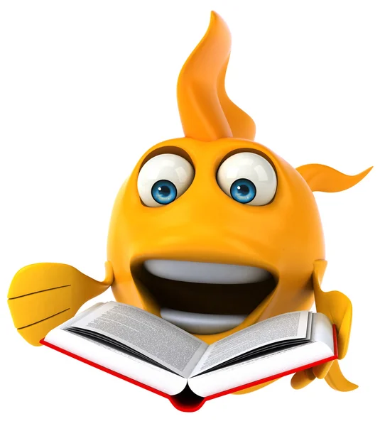 Fun fish reading book — Stock Photo, Image