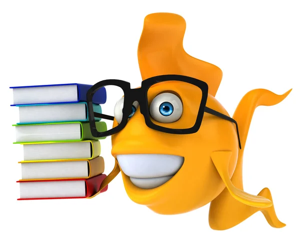 Fun fish with books — Stock Photo, Image
