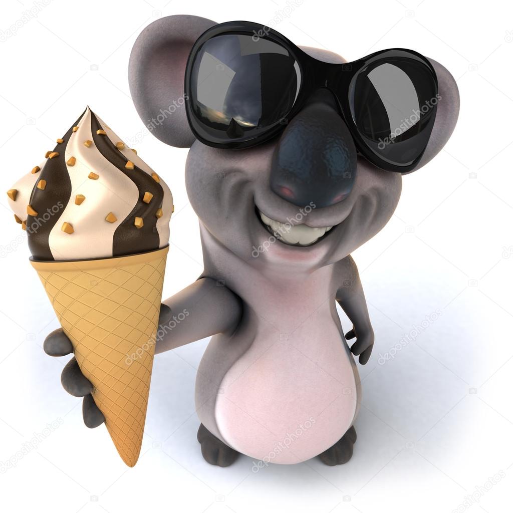 Fun Koala with ice cream
