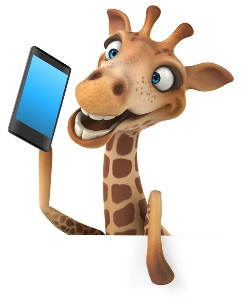 Girafe amusante avec téléphone — Photo