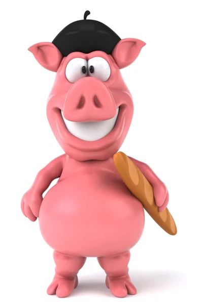 Cerdo con baguette —  Fotos de Stock