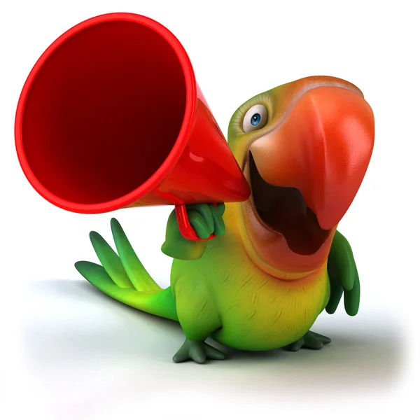 Leuke papegaai met luidspreker — Stockfoto