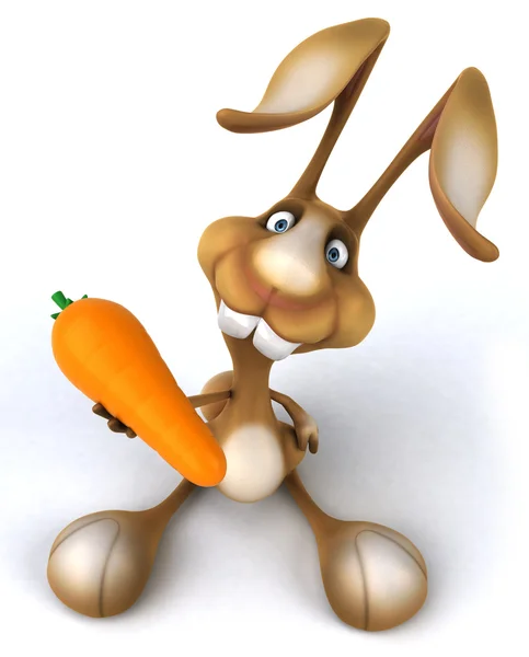Lustiges Kaninchen mit Karotte — Stockfoto