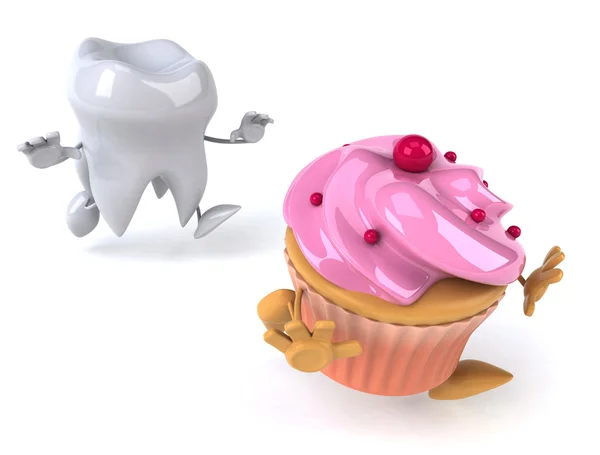 有趣的牙齿和杯形蛋糕 — 图库照片