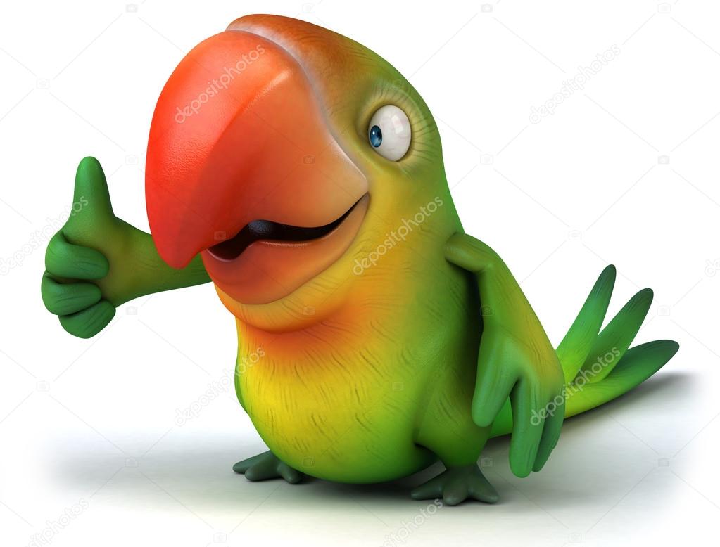 Green parrot with thumb up gesture