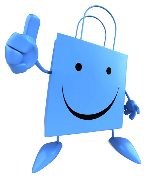 Happy Shopping bag with thumb up — Stock Photo, Image