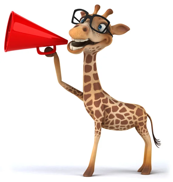 Girafa divertida com alto-falante — Fotografia de Stock