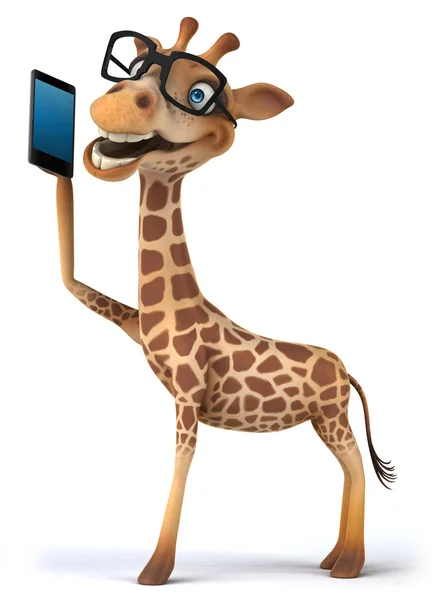 Girafa divertida com telefone inteligente — Fotografia de Stock