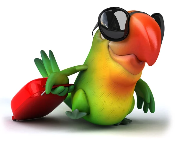 Grüner Papagei mit Sonnenbrille — Stockfoto