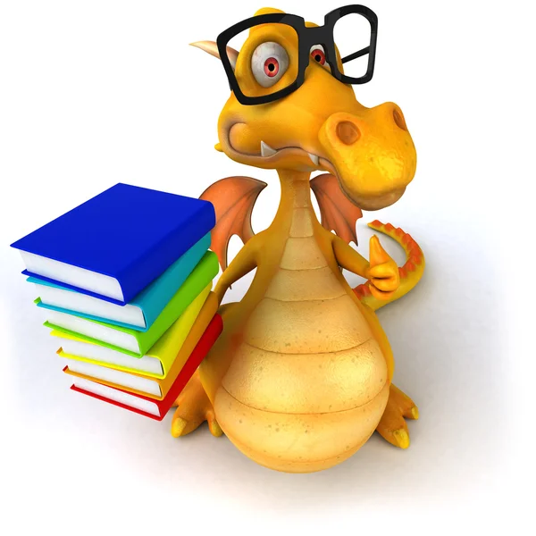 Dragon amusant avec des livres — Photo