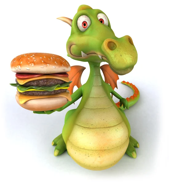 Zabawy smoka z burger — Zdjęcie stockowe