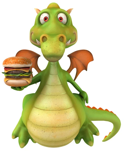 楽しいハンバーガーとドラゴン — ストック写真