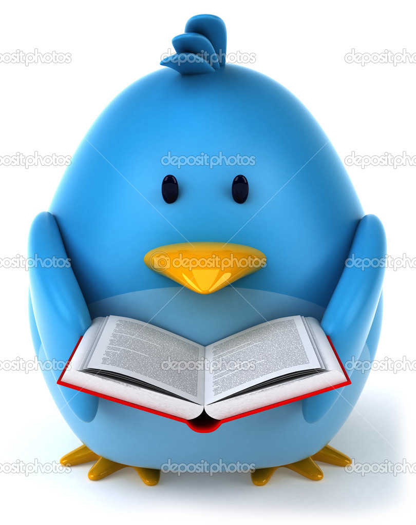 Blue bird with book