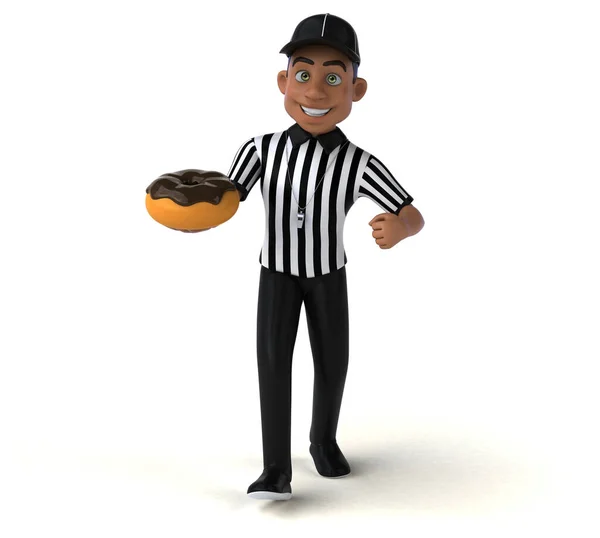 Illustration Amusante Arbitre Américain Avec Beignet — Photo