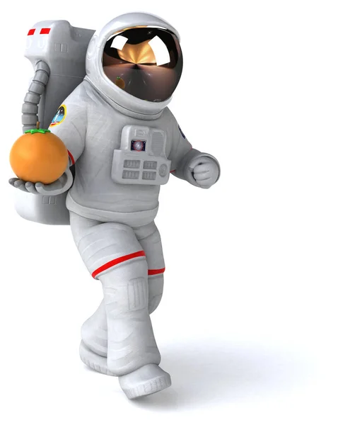 Astronauta Divertido Com Laranja Ilustração — Fotografia de Stock