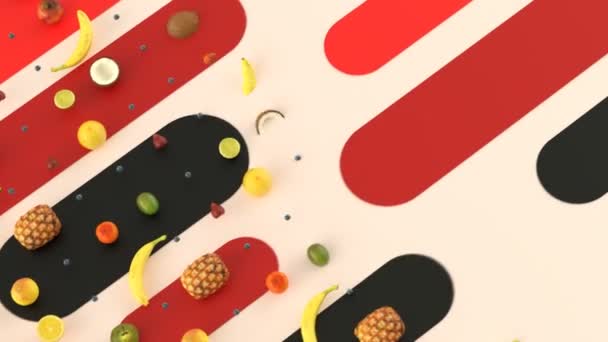 Fresh Fruits Animation Abstract Background — Stock Video