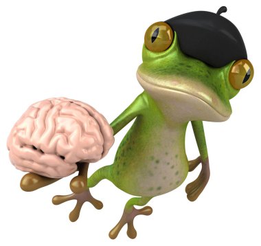 Beyni olan eğlenceli kurbağa - 3D İllüstrasyon