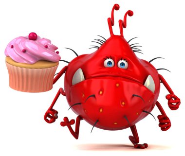 Pasta ile eğlence mikrobu - 3D İllüstrasyon