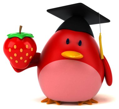 Kırmızı kuş çileği - 3D Görüntü