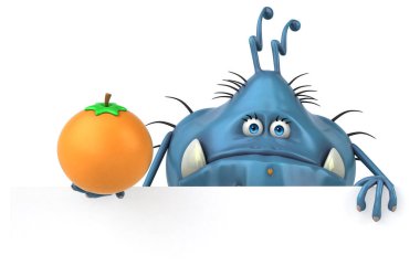 Portakallı eğlence mikrobu - 3D İllüstrasyon