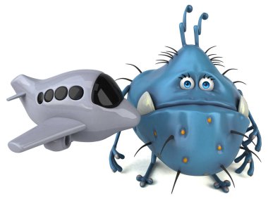 Uçak ile eğlenceli mikrop - 3d İllüstrasyon