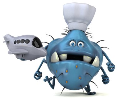 Uçak ile eğlenceli mikrop - 3d İllüstrasyon