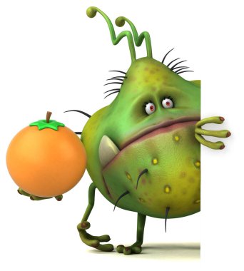 Portakallı eğlence mikrobu - 3D İllüstrasyon