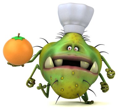 Portakallı eğlence mikrobu - 3D İllüstrasyon