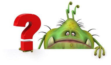 Sorularla dolu eğlence mikrobu - 3D İllüstrasyon