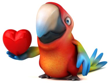 Yürekli eğlenceli bir papağan.