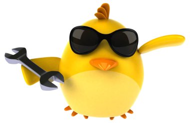 Aracı olan sarı kuş - 3B Görüntü