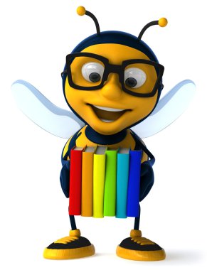 Arı kitap yığını ile eğlenceli bir