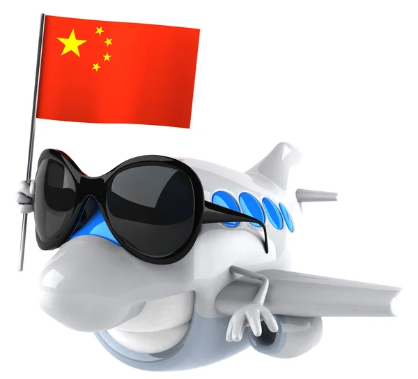 Divertido avión con bandera china — Foto de Stock