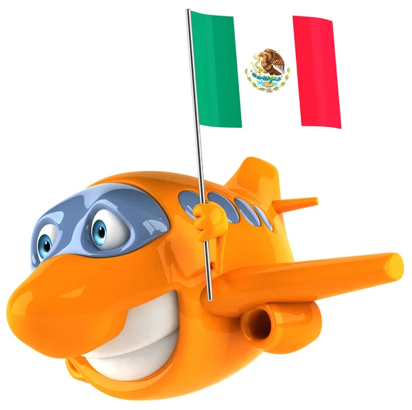 Avião divertido com bandeira mexicana — Fotografia de Stock