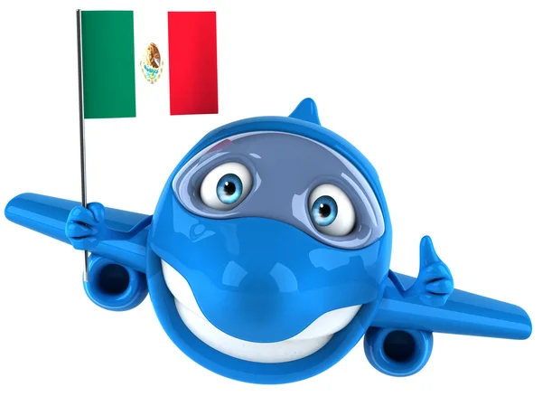 Avion amusant avec drapeau mexicain — Photo