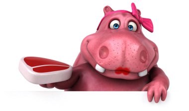 Et - 3d çizim ile pembe su aygırı