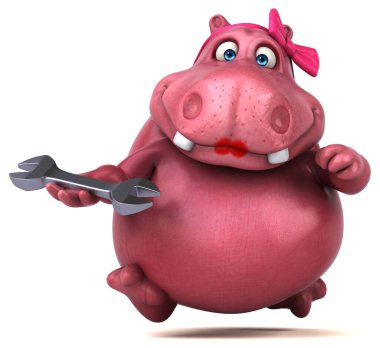 Aracıyla Pembe Hippo - 3B Görüntü