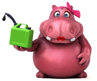 Yağlı Pembe Su Aygırı - 3D Görüntü