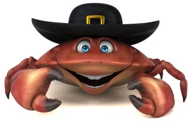 Eğlenceli yengeç karakteri - 3D Görüntü