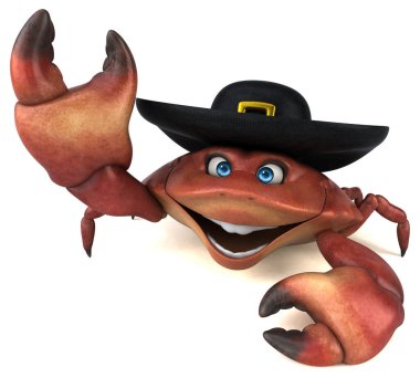 Eğlenceli yengeç karakteri - 3D Görüntü